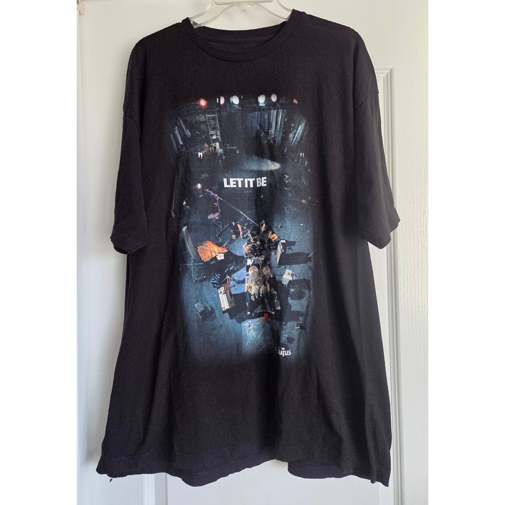 Beatles Let It Be Arial Practice‎ Concert Graphic Black T Shirt Sz 2X Band Music